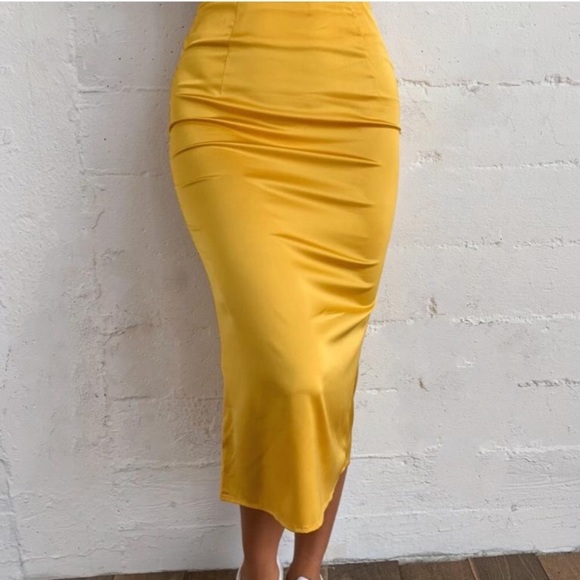 Gold yellow midi skirt (from Tiger Mist) - Picture 1 of 5